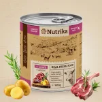 Nutrika Dog food with Lamb & Potatoes 800gr - пълноценна храна за израснали кучета от всички породи с агнешко и картофи 800гр.
